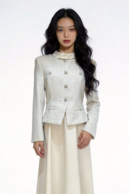 Nephele Faux-Two-Piece Tweed Maxi Dress