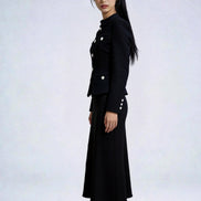 Nephele Faux-Two-Piece Tweed Maxi Dress