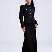 Nephele Faux-Two-Piece Tweed Maxi Dress