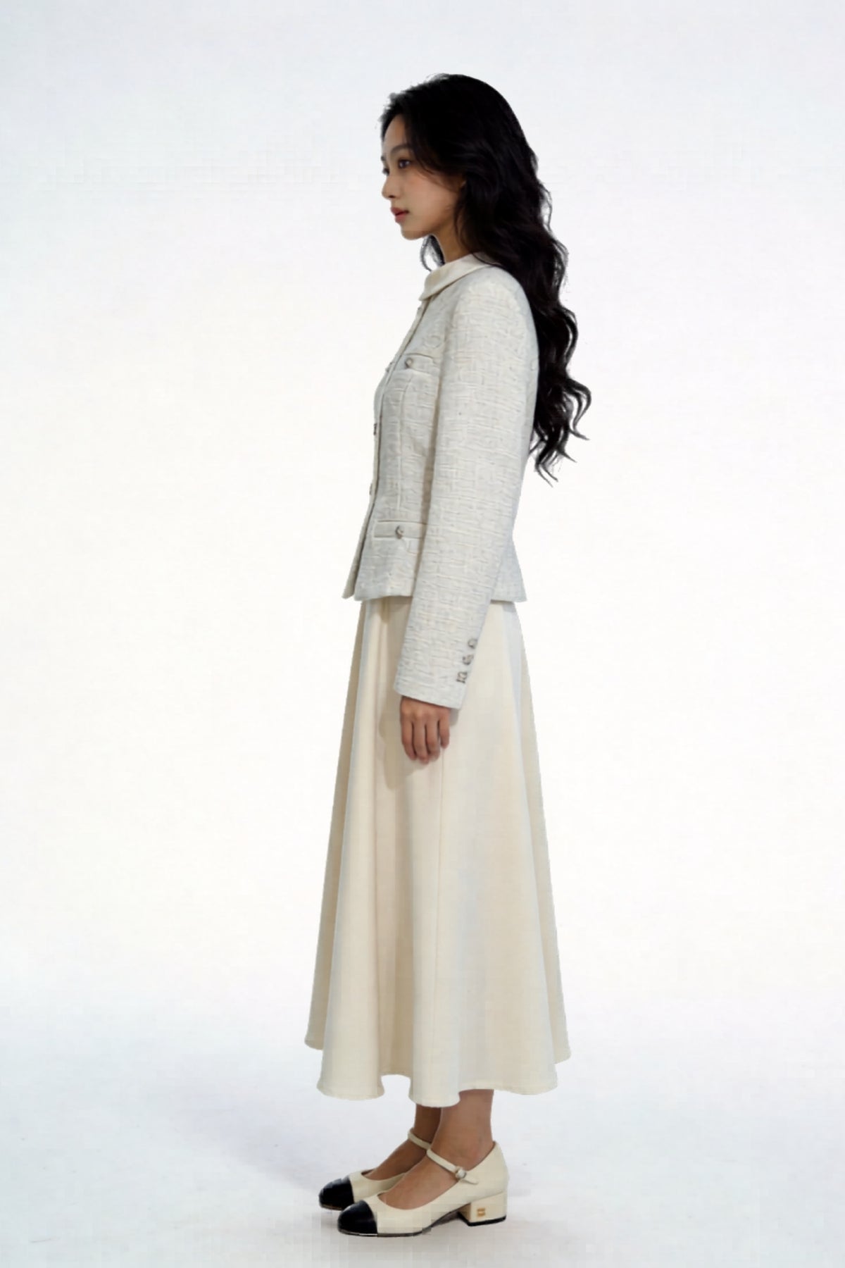 Nephele Faux-Two-Piece Tweed Maxi Dress