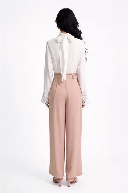 Ondine High-Rise Belted Wide-Leg Trousers