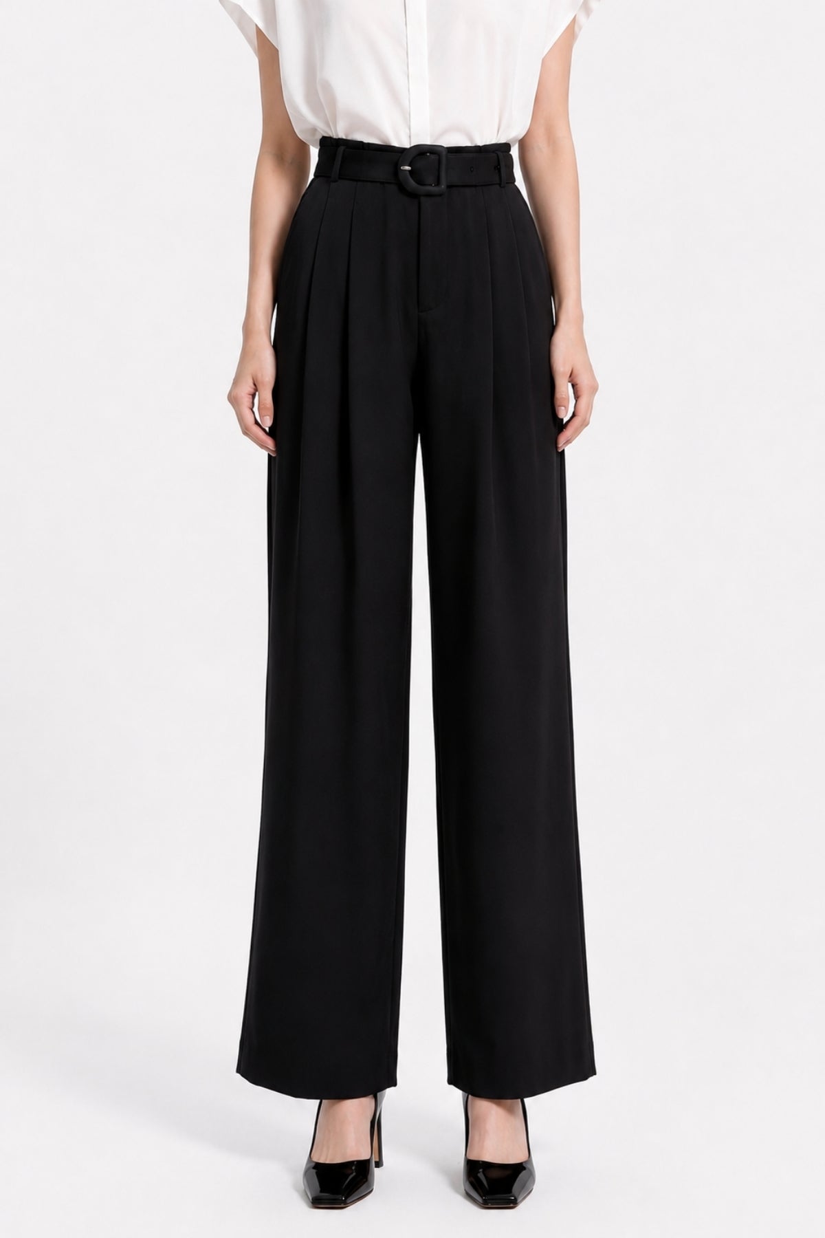 Ondine High-Rise Belted Wide-Leg Trousers