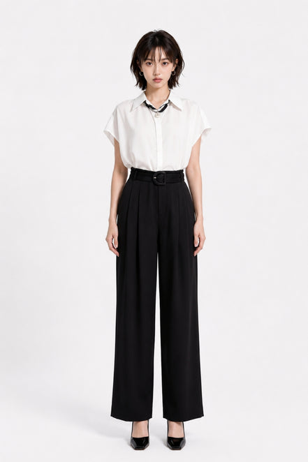 Ondine High-Rise Belted Wide-Leg Trousers