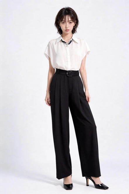 Ondine High-Rise Belted Wide-Leg Trousers