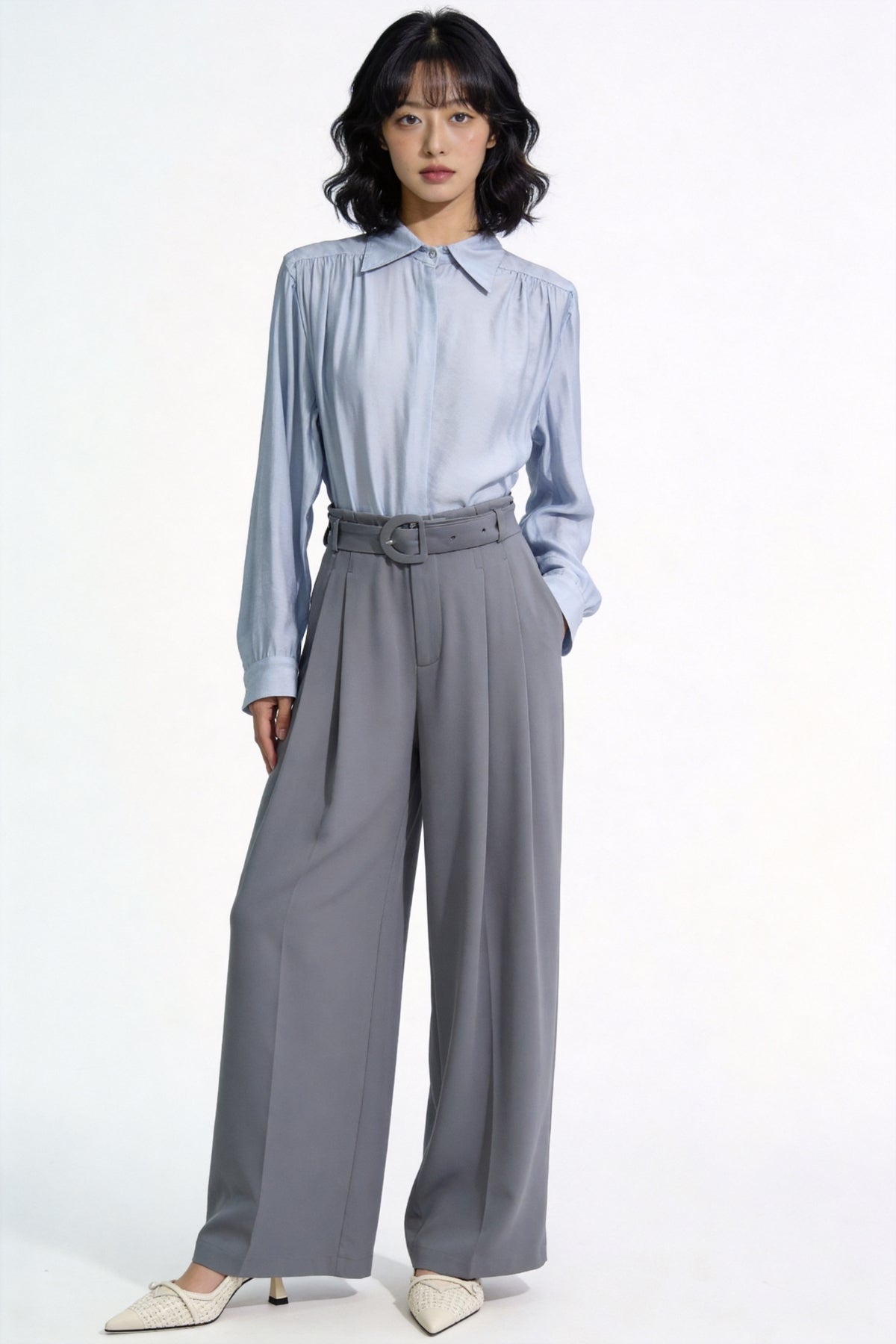 Ondine High-Rise Belted Wide-Leg Trousers