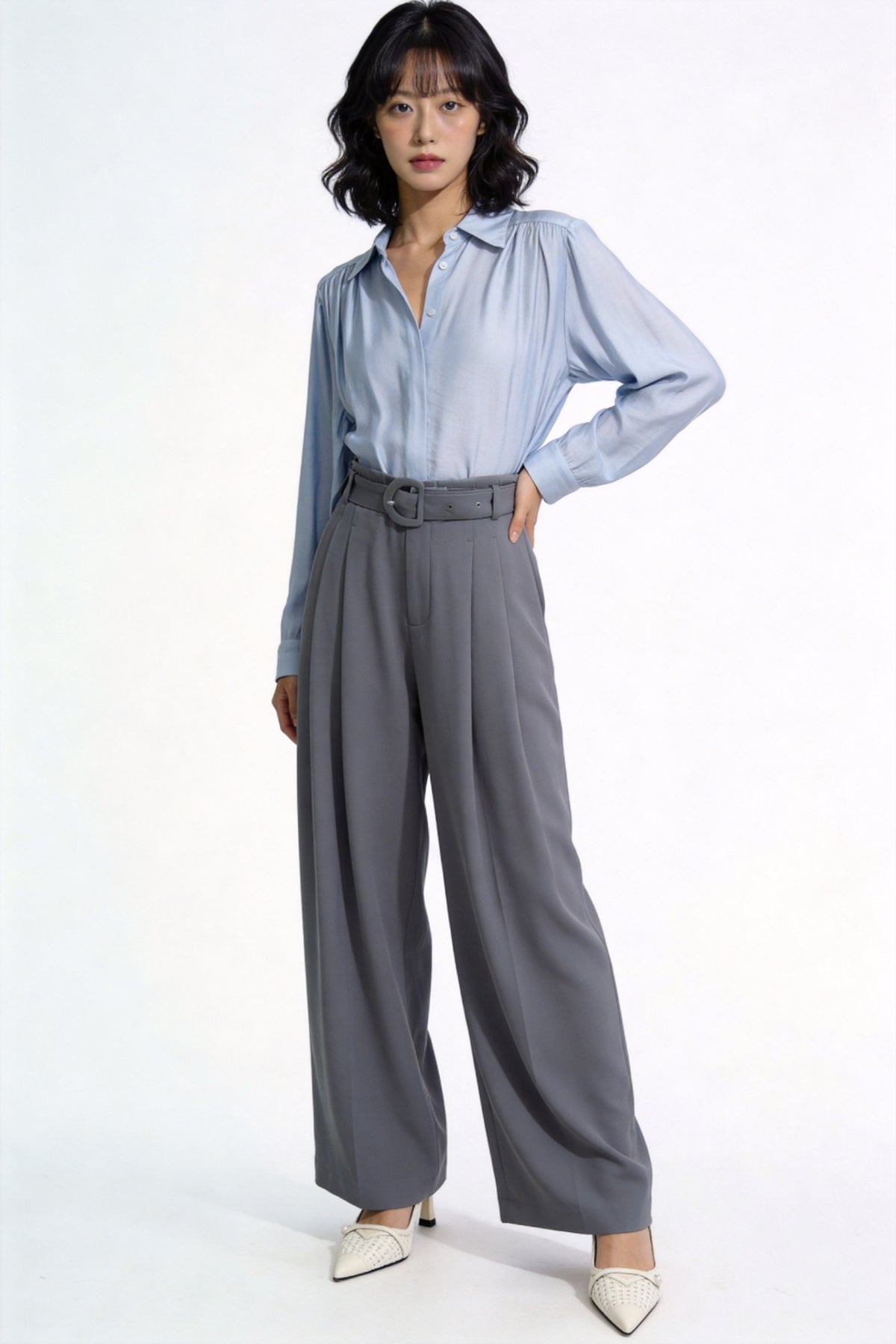 Ondine High-Rise Belted Wide-Leg Trousers