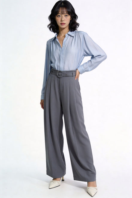 Ondine High-Rise Belted Wide-Leg Trousers