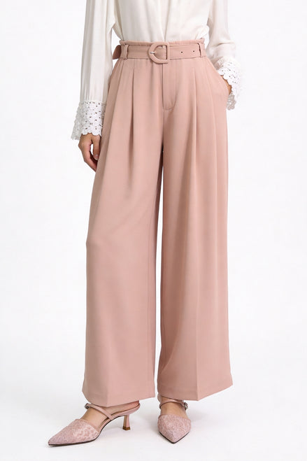 Ondine High-Rise Belted Wide-Leg Trousers