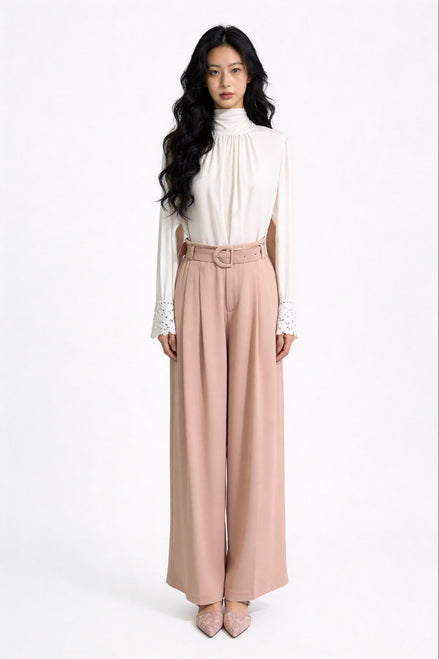 Ondine High-Rise Belted Wide-Leg Trousers
