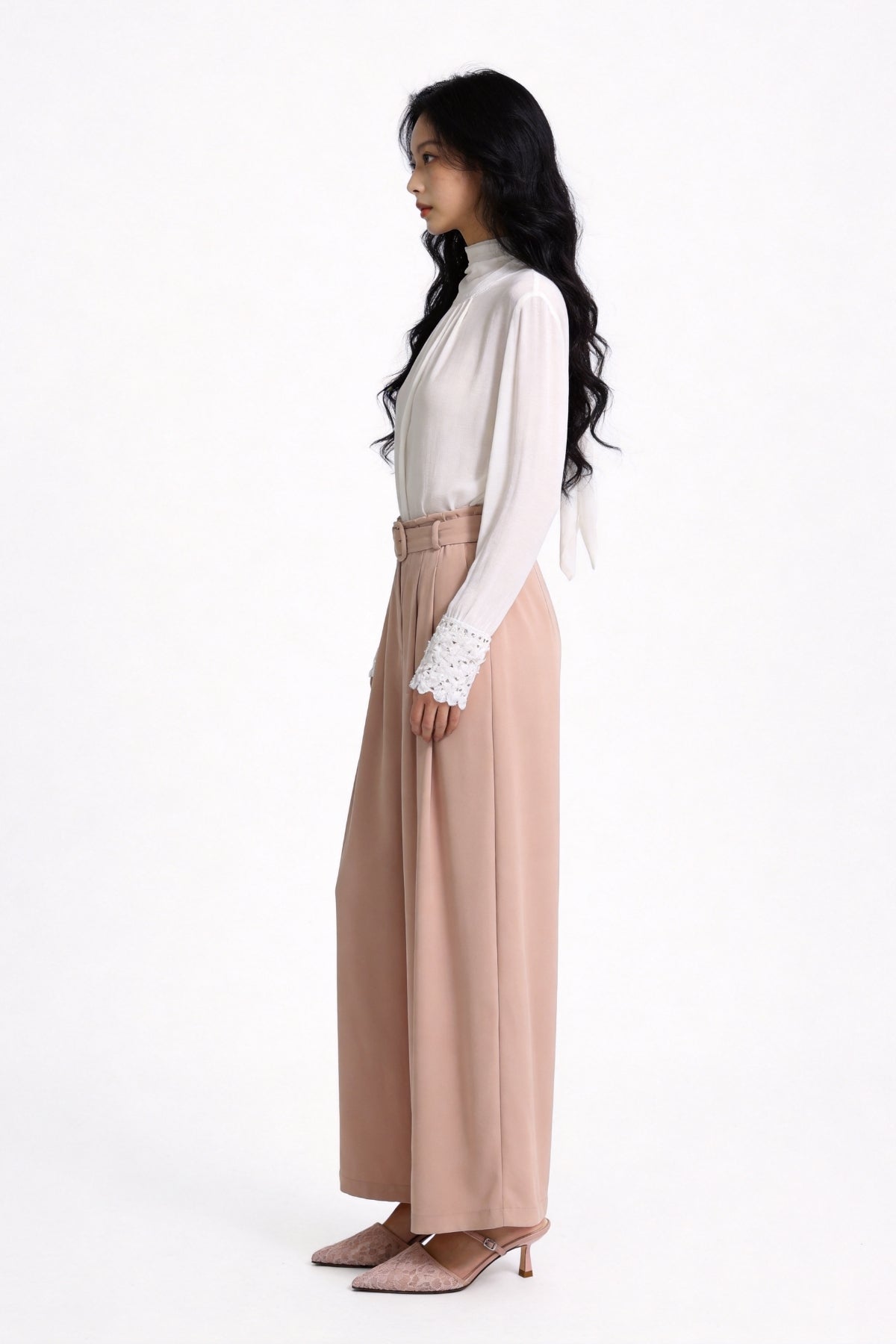 Ondine High-Rise Belted Wide-Leg Trousers