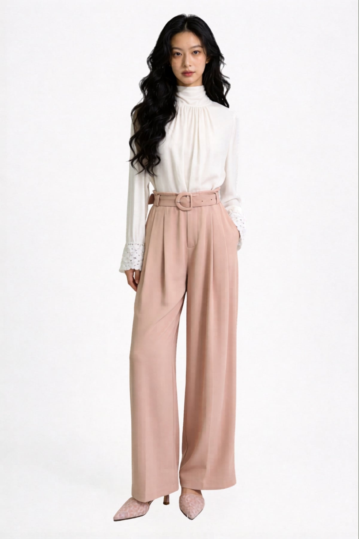 Ondine High-Rise Belted Wide-Leg Trousers