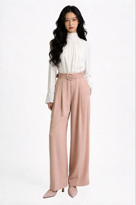 Ondine High-Rise Belted Wide-Leg Trousers