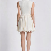 Oriana Gold-Button Knit Bubble Dress