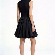Oriana Gold-Button Knit Bubble Dress