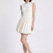 Oriana Gold-Button Knit Bubble Dress