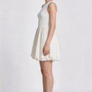 Oriana Gold-Button Knit Bubble Dress