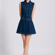 Ovidia Belted Denim Vest Dress