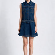 Ovidia Belted Denim Vest Dress