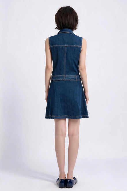Ovidia Belted Denim Vest Dress