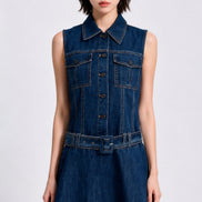 Ovidia Belted Denim Vest Dress