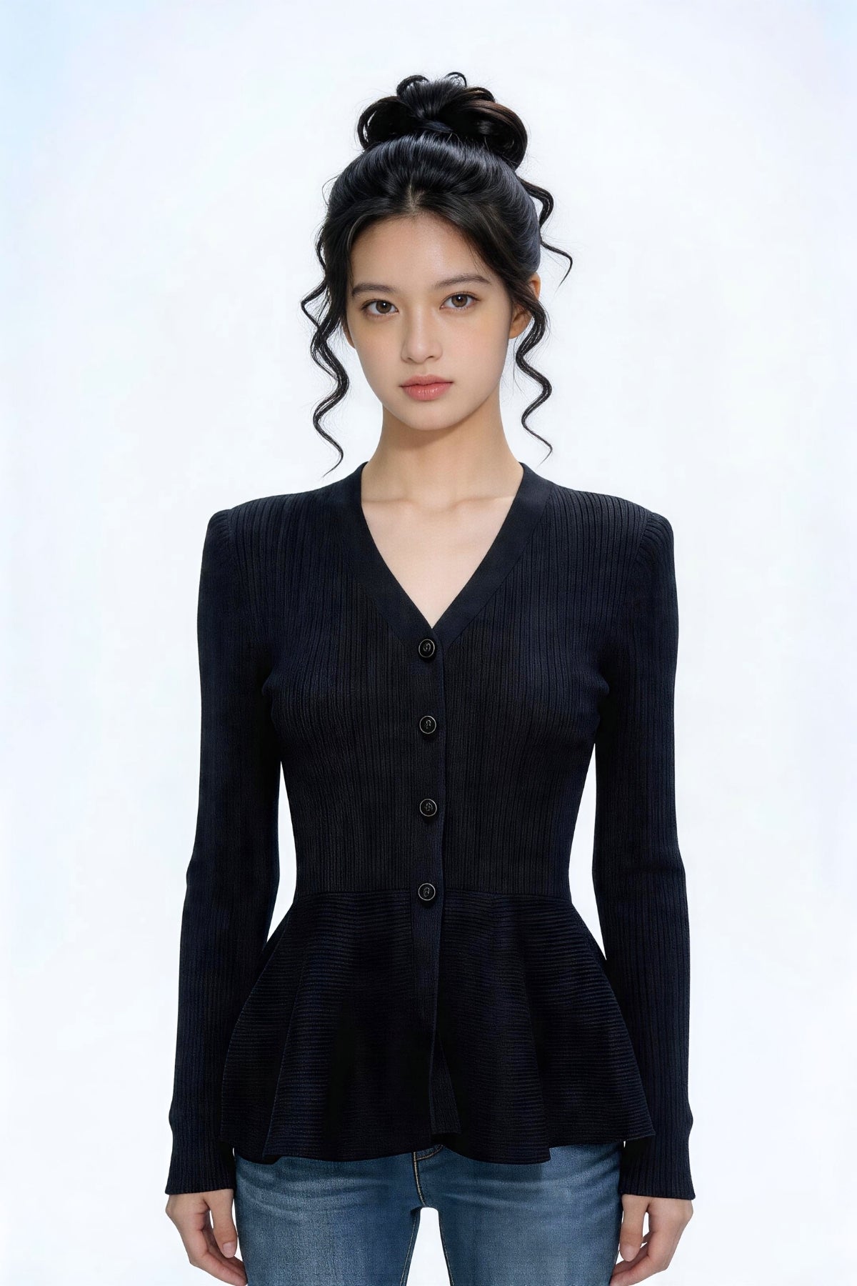 Paxxi Ribbed Peplum Knit Cardigan