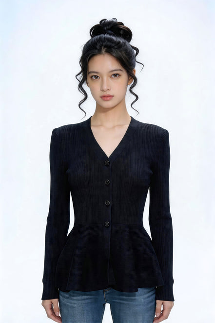 Paxxi Ribbed Peplum Knit Cardigan