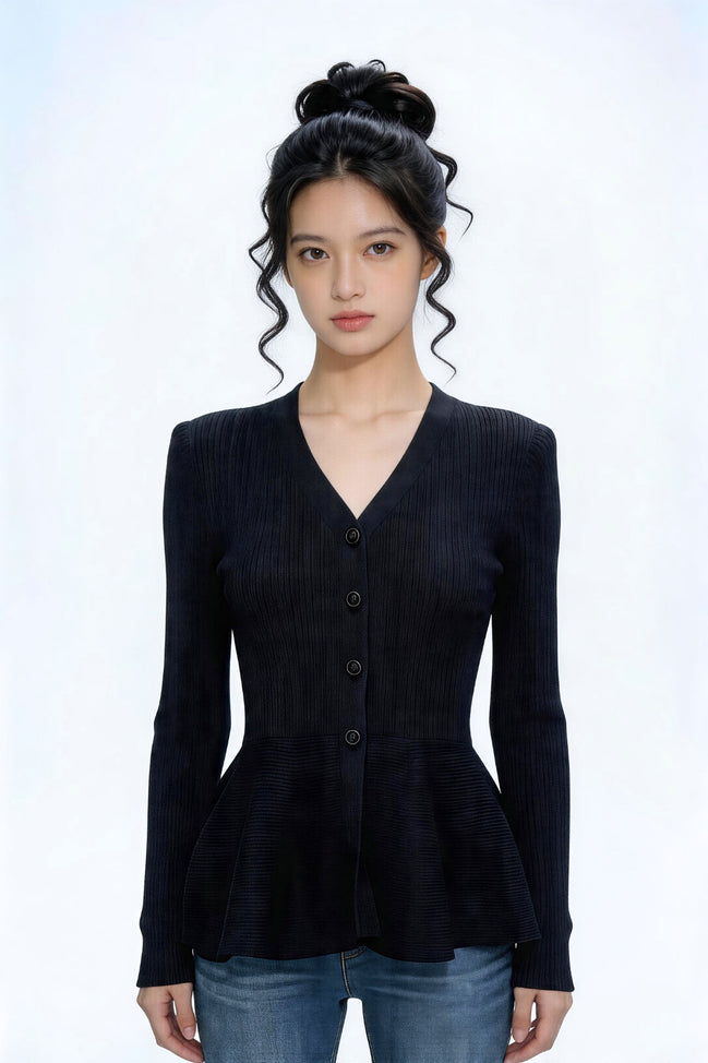 Paxxi Ribbed Peplum Knit Cardigan