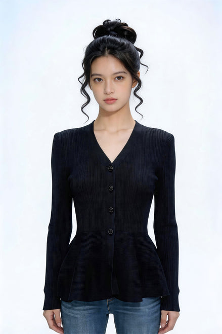 Paxxi Ribbed Peplum Knit Cardigan