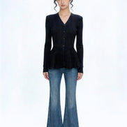 Paxxi Ribbed Peplum Knit Cardigan
