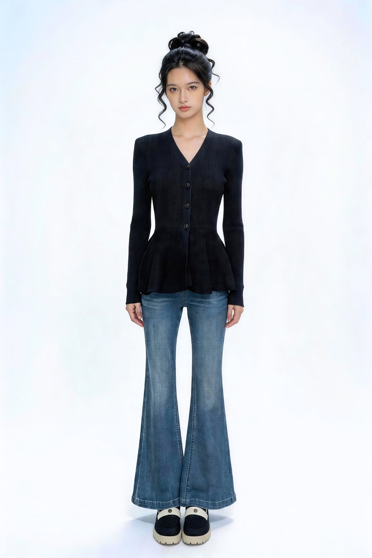 Paxxi Ribbed Peplum Knit Cardigan