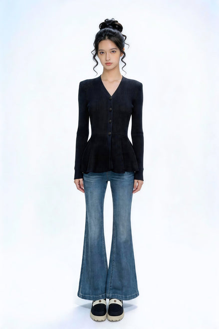 Paxxi Ribbed Peplum Knit Cardigan