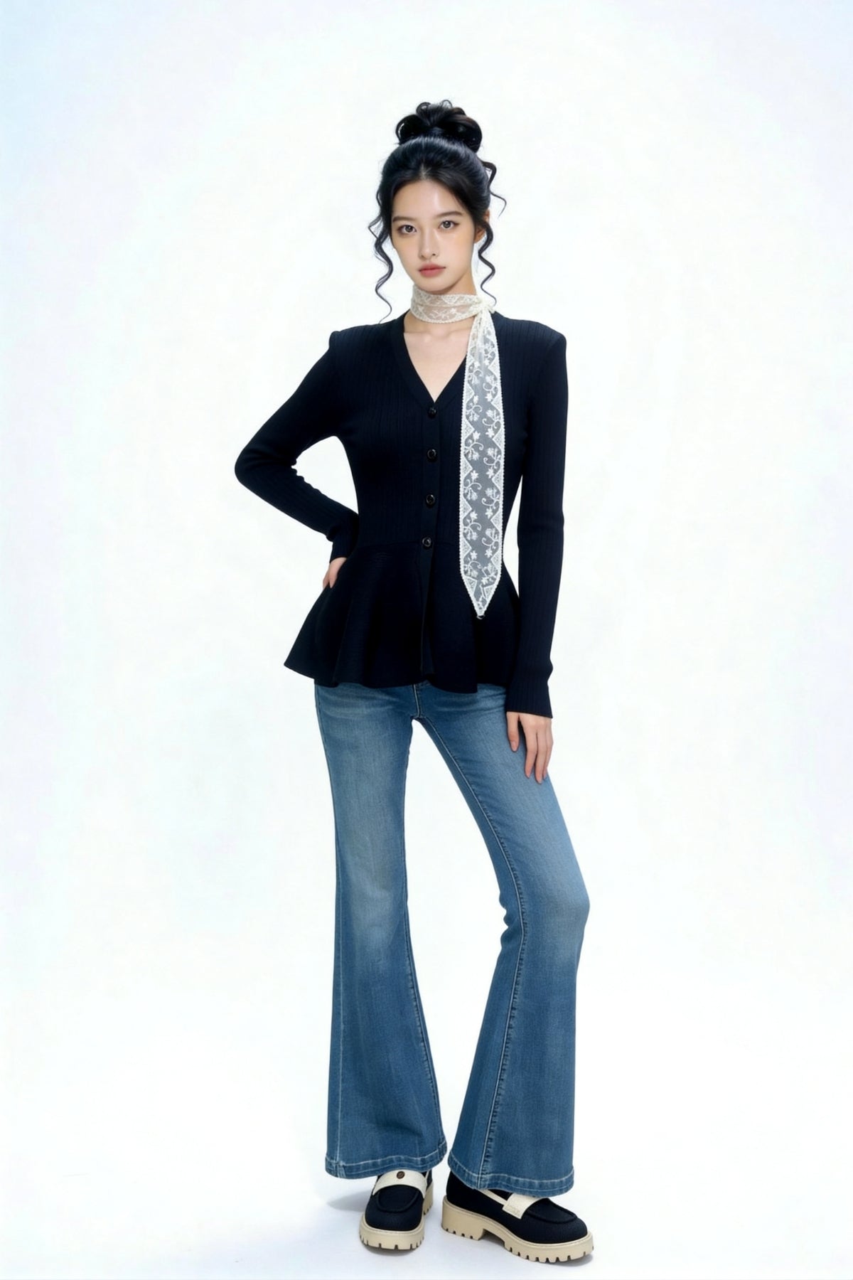 Paxxi Ribbed Peplum Knit Cardigan