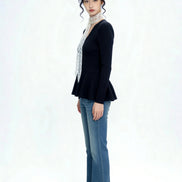 Paxxi Ribbed Peplum Knit Cardigan