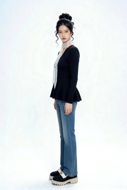 Paxxi Ribbed Peplum Knit Cardigan