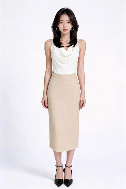 Phaedra High-Waisted Tweed Midi Skirt