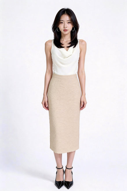 Phaedra High-Waisted Tweed Midi Skirt