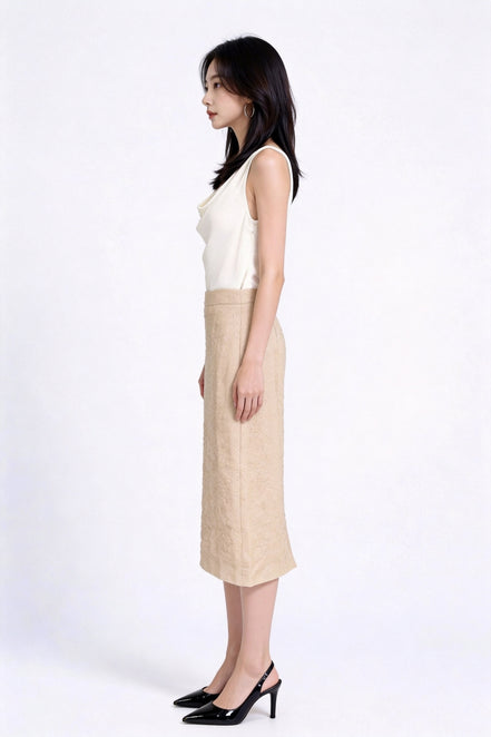 Phaedra High-Waisted Tweed Midi Skirt