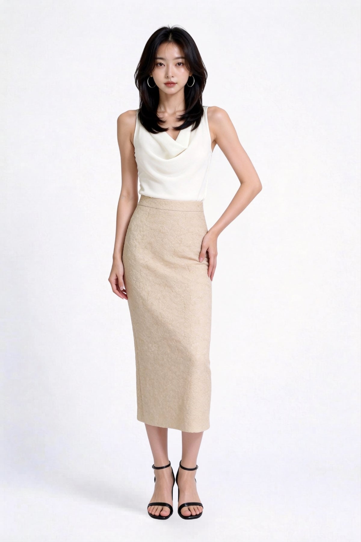 Phaedra High-Waisted Tweed Midi Skirt