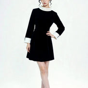 Reid Contrast Collar Velvet Mini Dress