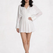 Sariel Pleated Dolman-Sleeve Mini Dress