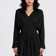 Sariel Pleated Dolman-Sleeve Mini Dress