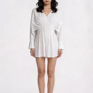 Sariel Pleated Dolman-Sleeve Mini Dress