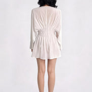 Sariel Pleated Dolman-Sleeve Mini Dress