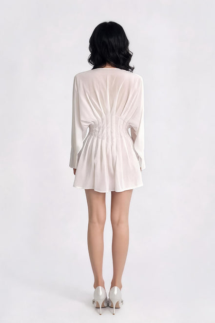 Sariel Pleated Dolman-Sleeve Mini Dress