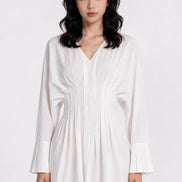 Sariel Pleated Dolman-Sleeve Mini Dress