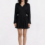 Sariel Pleated Dolman-Sleeve Mini Dress