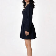 Sariel Pleated Dolman-Sleeve Mini Dress