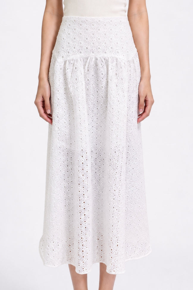 Seralune Eyelet Midi Skirt