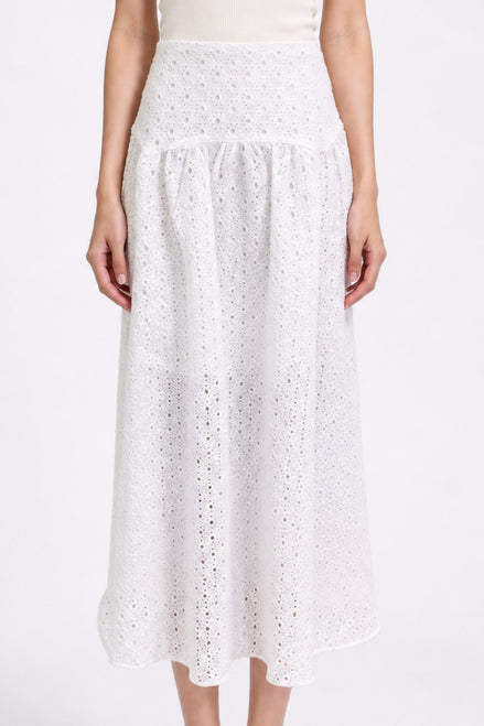 Seralune Eyelet Midi Skirt