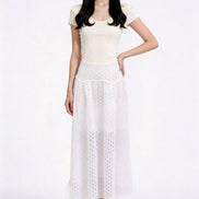 Seralune Eyelet Midi Skirt